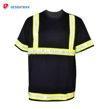 barato camisa fluorescente respirável da segurança do workwear da luva da camisa do polo t do poliéster 100% respirável